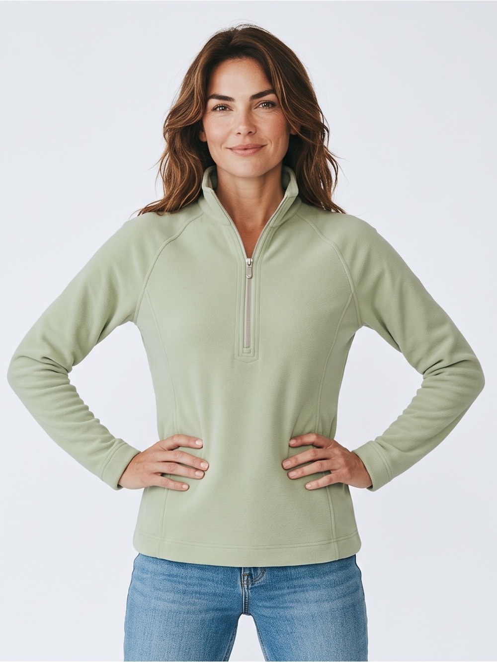 Tommy Bahama women's quarter-zip pullover sweater in a light lime/celery green